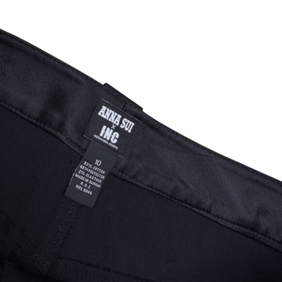 ANNA SUI x INC Collab Flared Bootcut Luxury Designer Faux Silk Pants Womens 34" - Picture 3 of 5